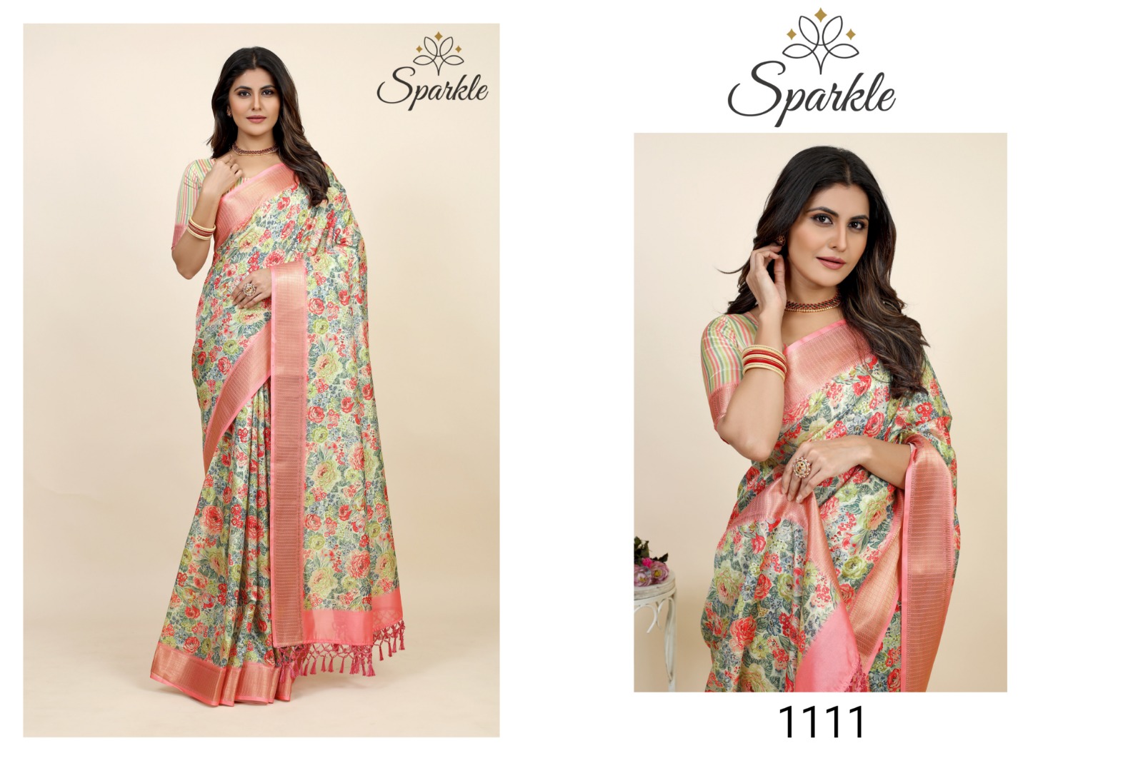 wlosea fashion sparkle soft dola innovative print saree catalog