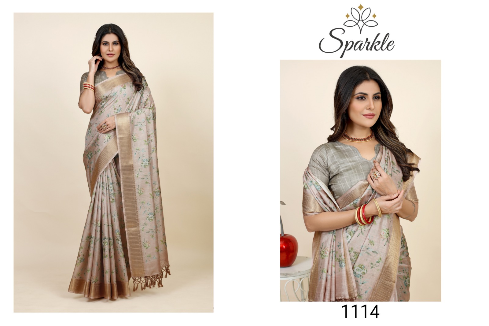 wlosea fashion sparkle soft dola innovative print saree catalog