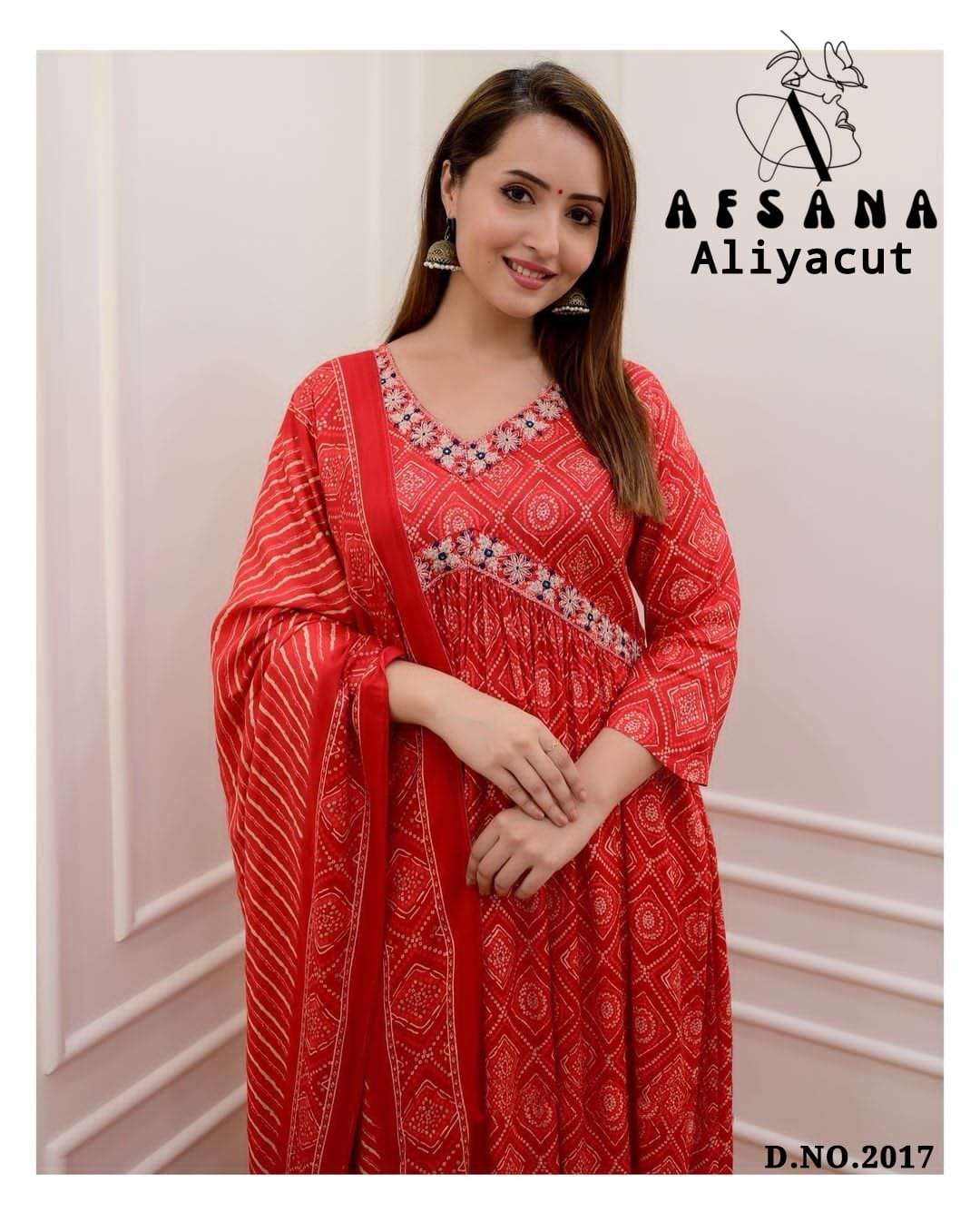 afsana aaliya 2017 chinon innovative embroidery look top bottom with dupatta size set