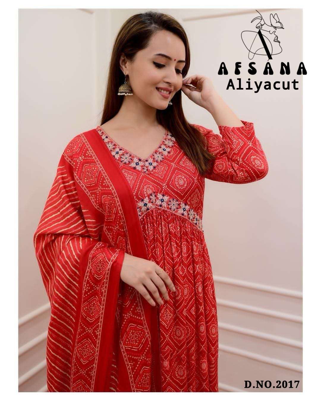 afsana aaliya 2017 chinon innovative embroidery look top bottom with dupatta size set