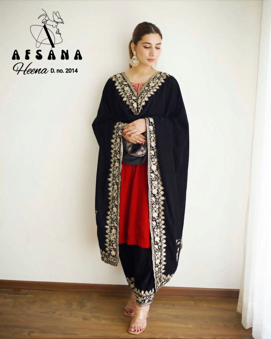 afsana heena d no 2014 velvet decent look top pant size set