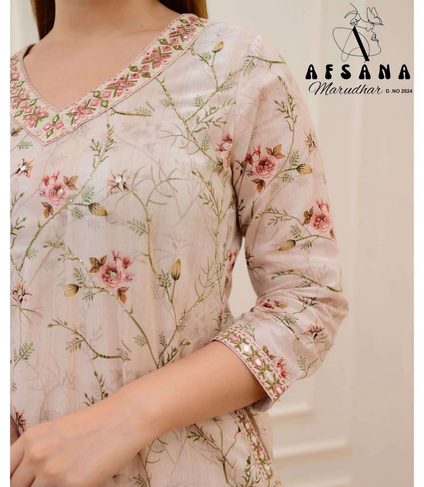 afsana marudhar 2024 muslin grace ful look top bottom with dupatta size set