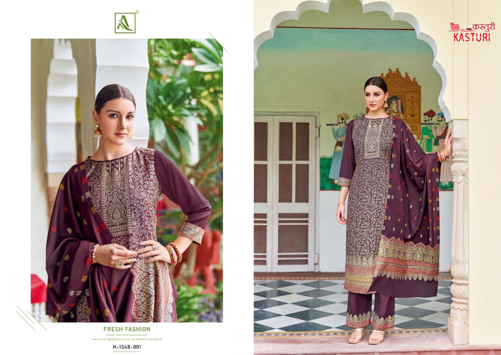 alok suit kasturi  hend weave regal look salwar suit catalog