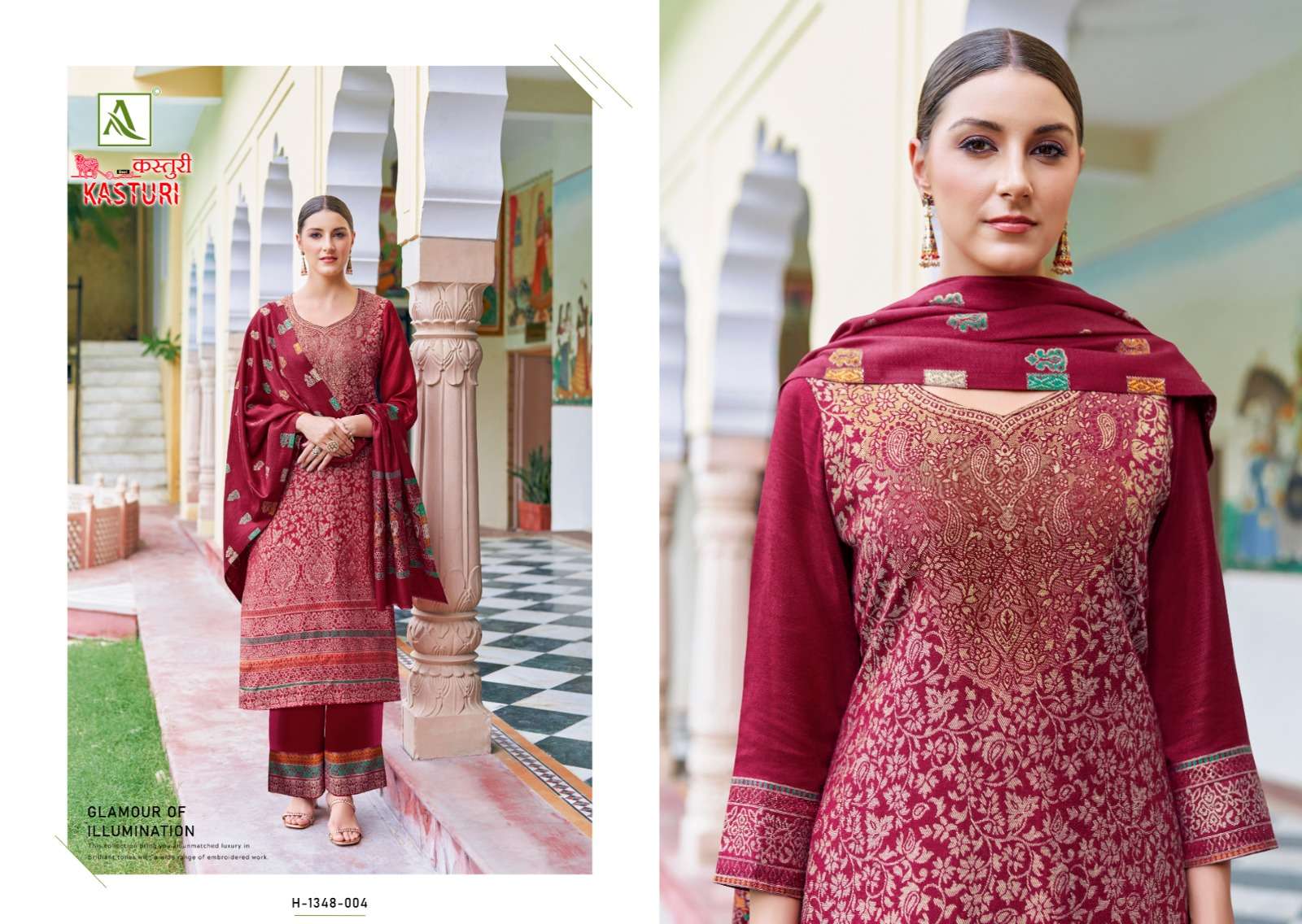 alok suit kasturi  hend weave regal look salwar suit catalog