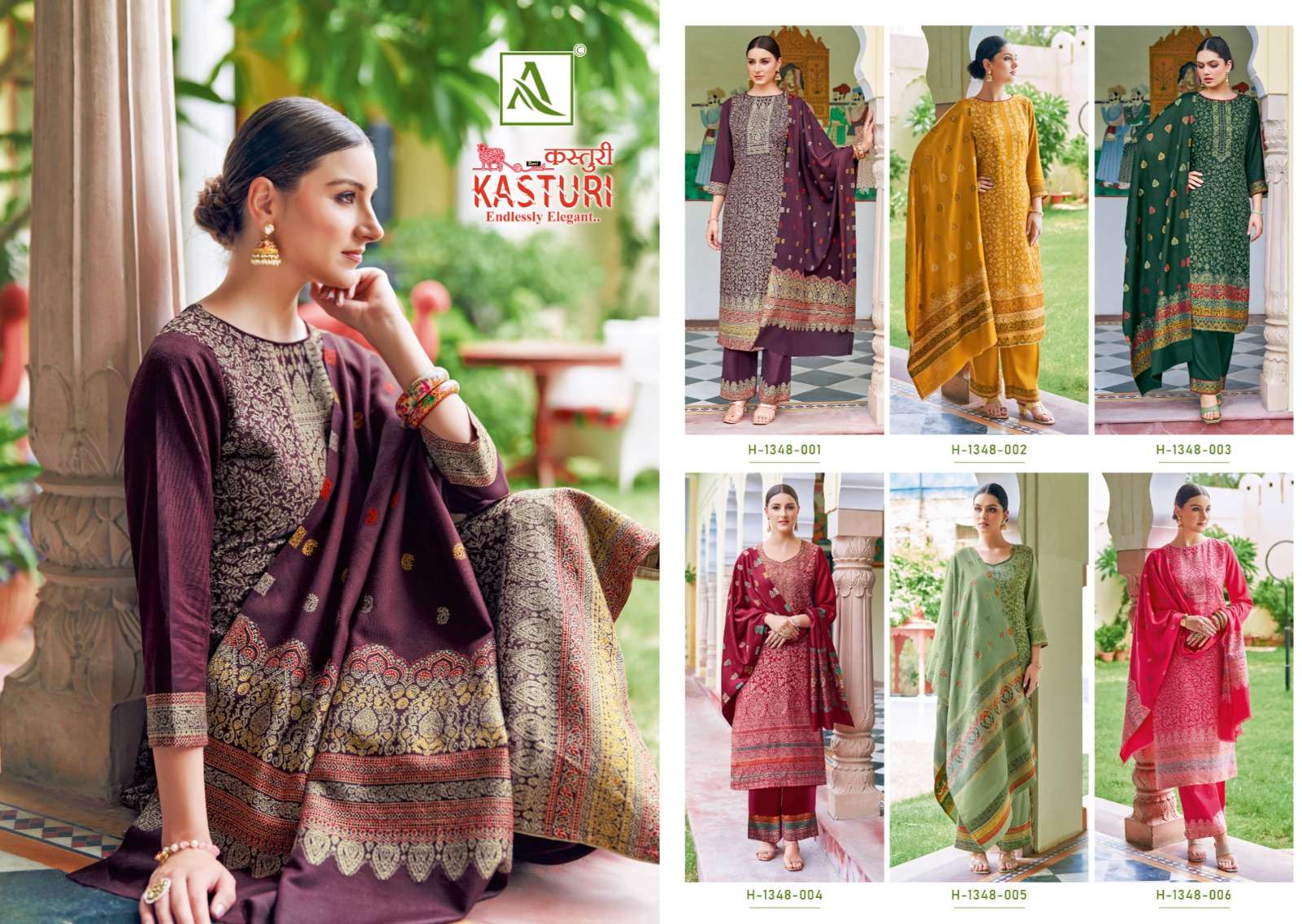 alok suit kasturi  hend weave regal look salwar suit catalog