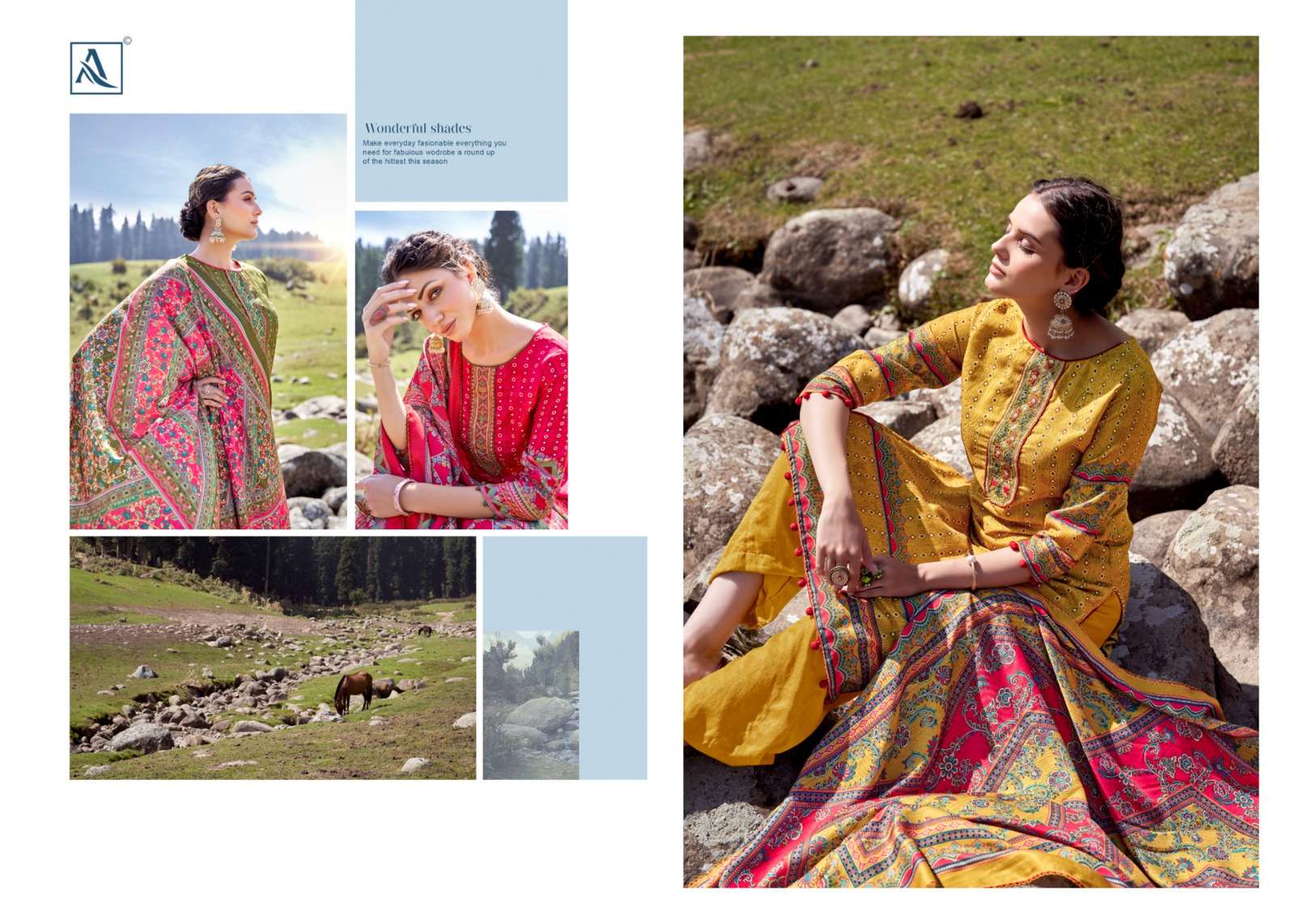 alok suit kesariya woolen exclusive print salwar suit catalog