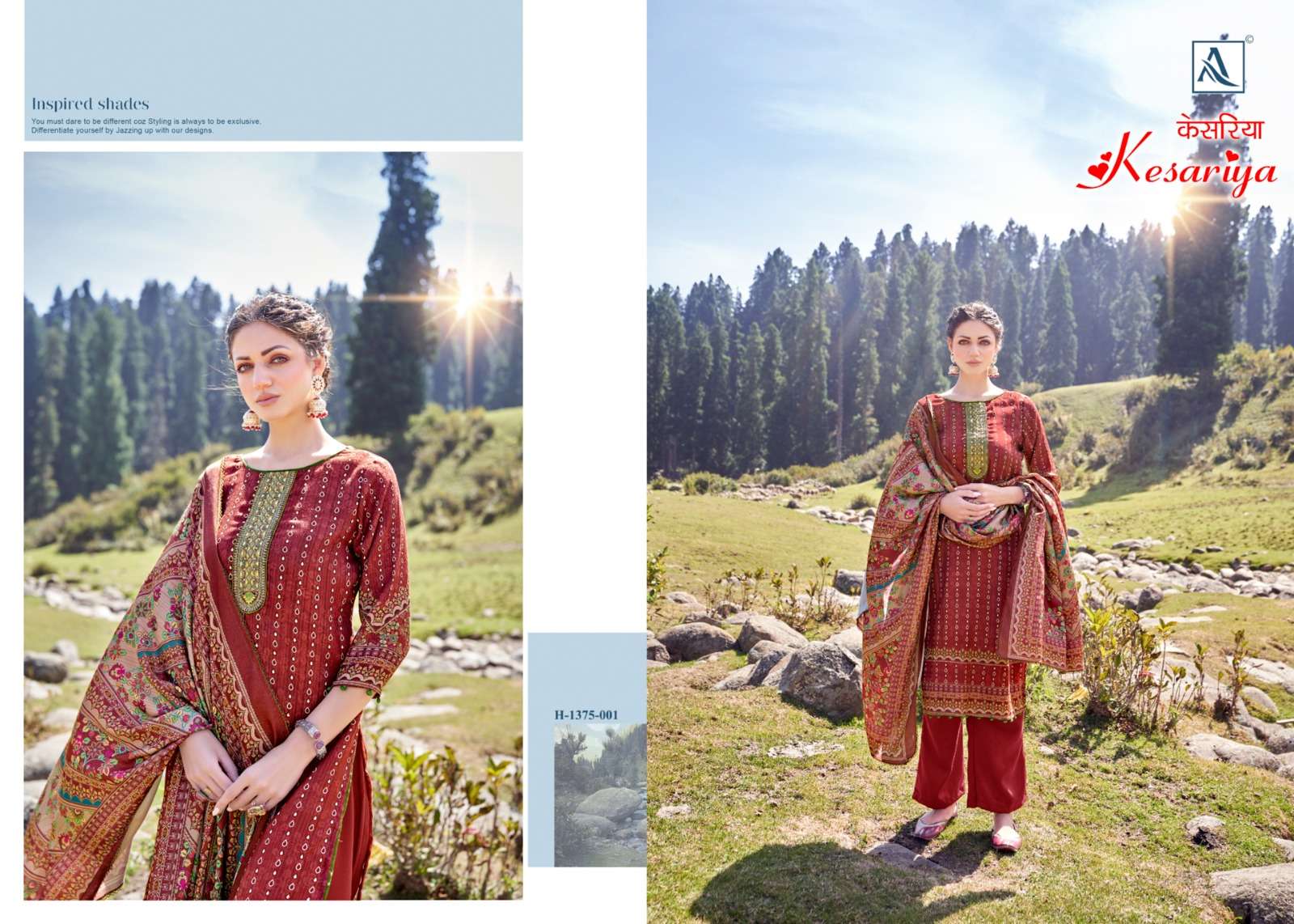 alok suit kesariya woolen exclusive print salwar suit catalog