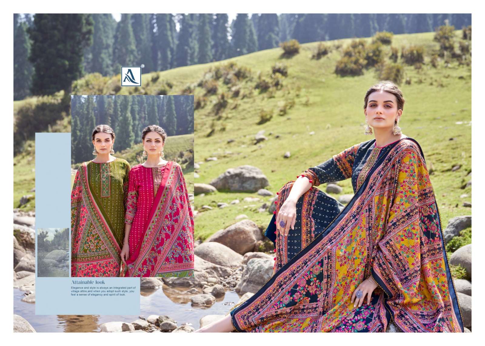 alok suit kesariya woolen exclusive print salwar suit catalog