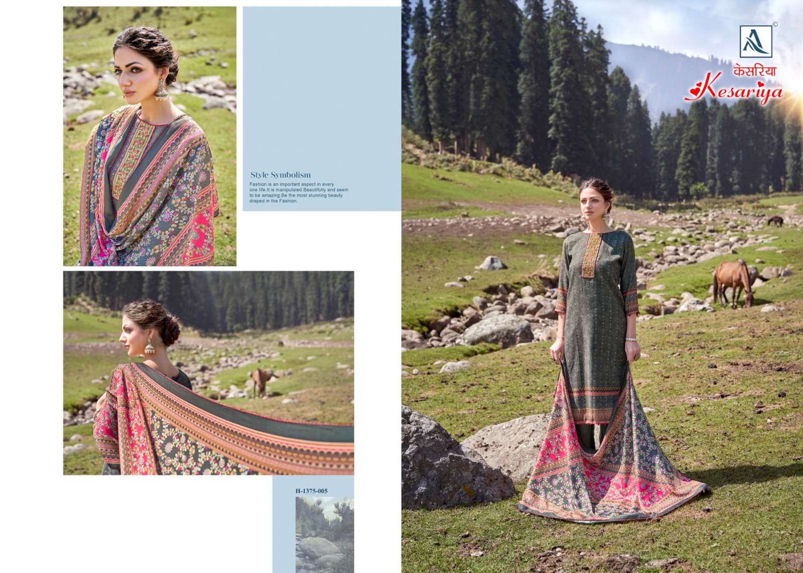 alok suit kesariya woolen exclusive print salwar suit catalog