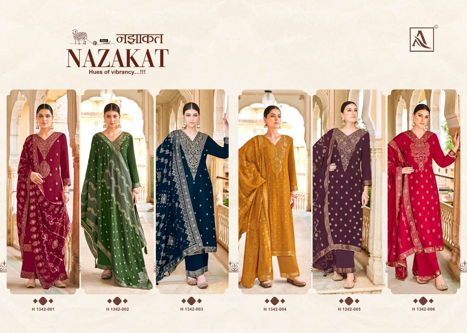 alok suit nazakat Premium Wool Pashmina innovative look salwar suit catalog