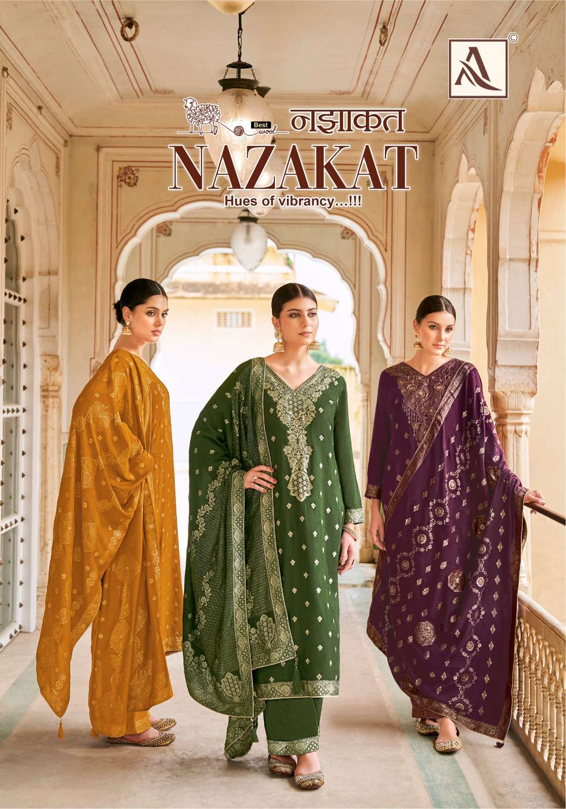 alok suit nazakat Premium Wool Pashmina innovative look salwar suit catalog