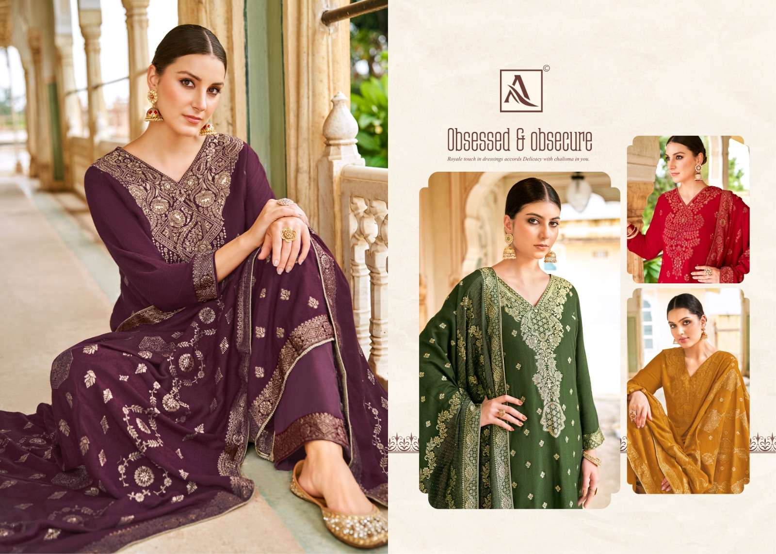 alok suit nazakat Premium Wool Pashmina innovative look salwar suit catalog