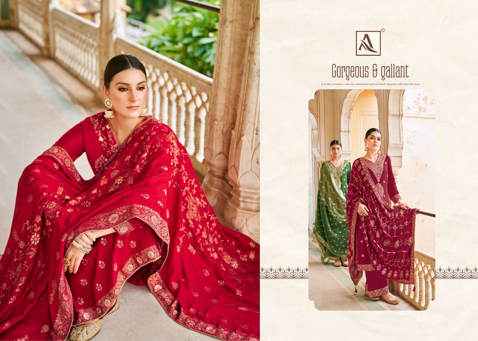 alok suit nazakat Premium Wool Pashmina innovative look salwar suit catalog