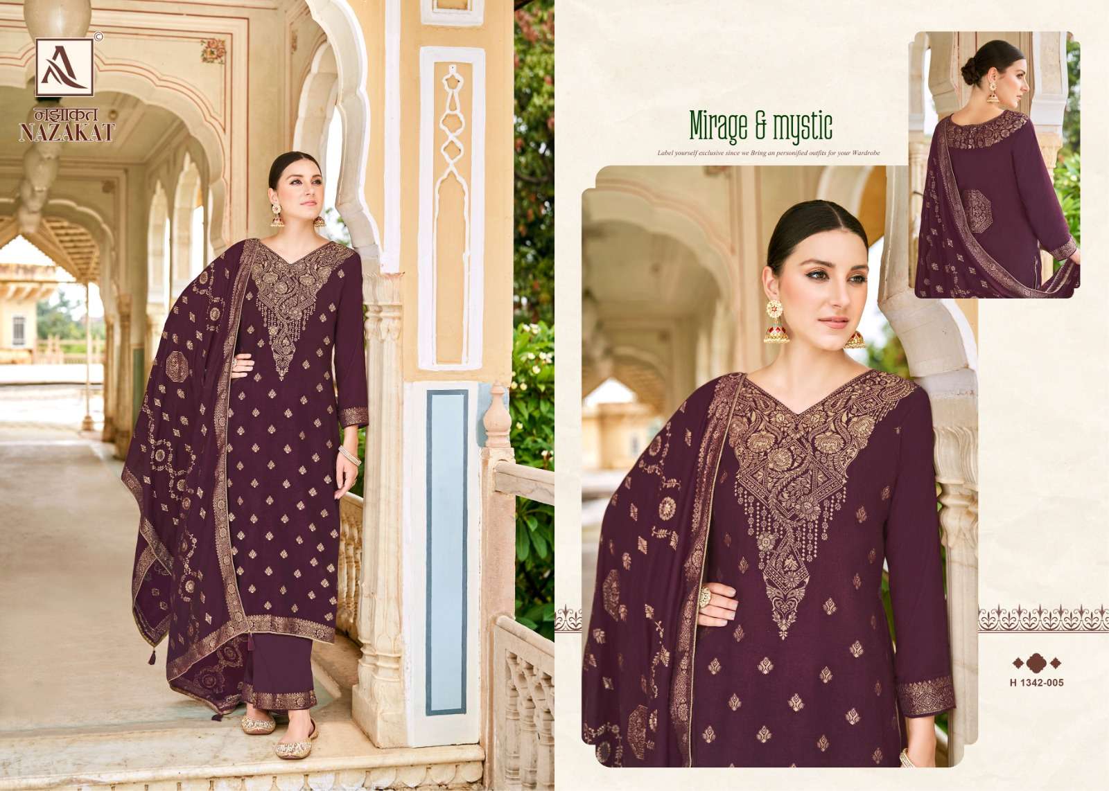 alok suit nazakat Premium Wool Pashmina innovative look salwar suit catalog