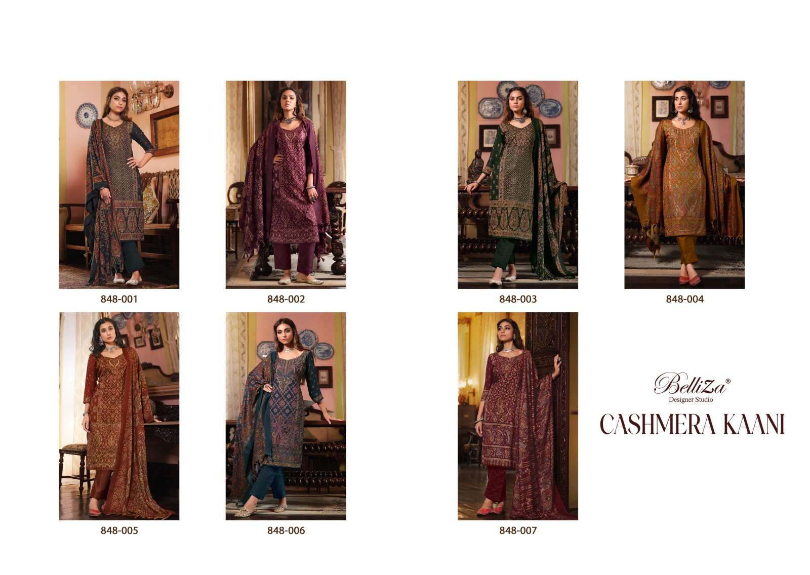 belliza designer studio cashmera kaani pure winter alpine wool pashmina innovative look salwar suit catalog