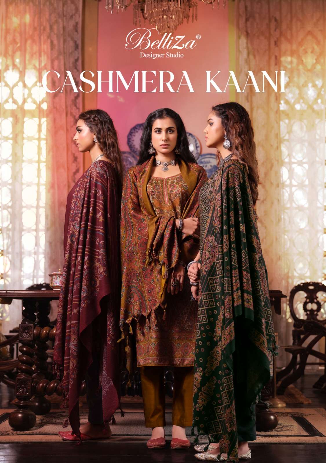 belliza designer studio cashmera kaani pure winter alpine wool pashmina innovative look salwar suit catalog