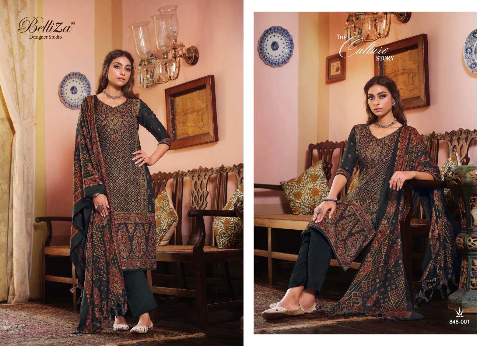 belliza designer studio cashmera kaani pure winter alpine wool pashmina innovative look salwar suit catalog