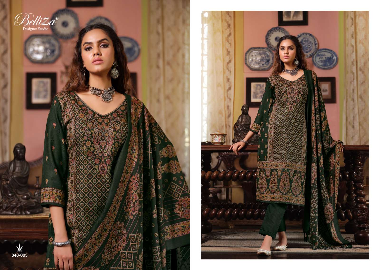 belliza designer studio cashmera kaani pure winter alpine wool pashmina innovative look salwar suit catalog