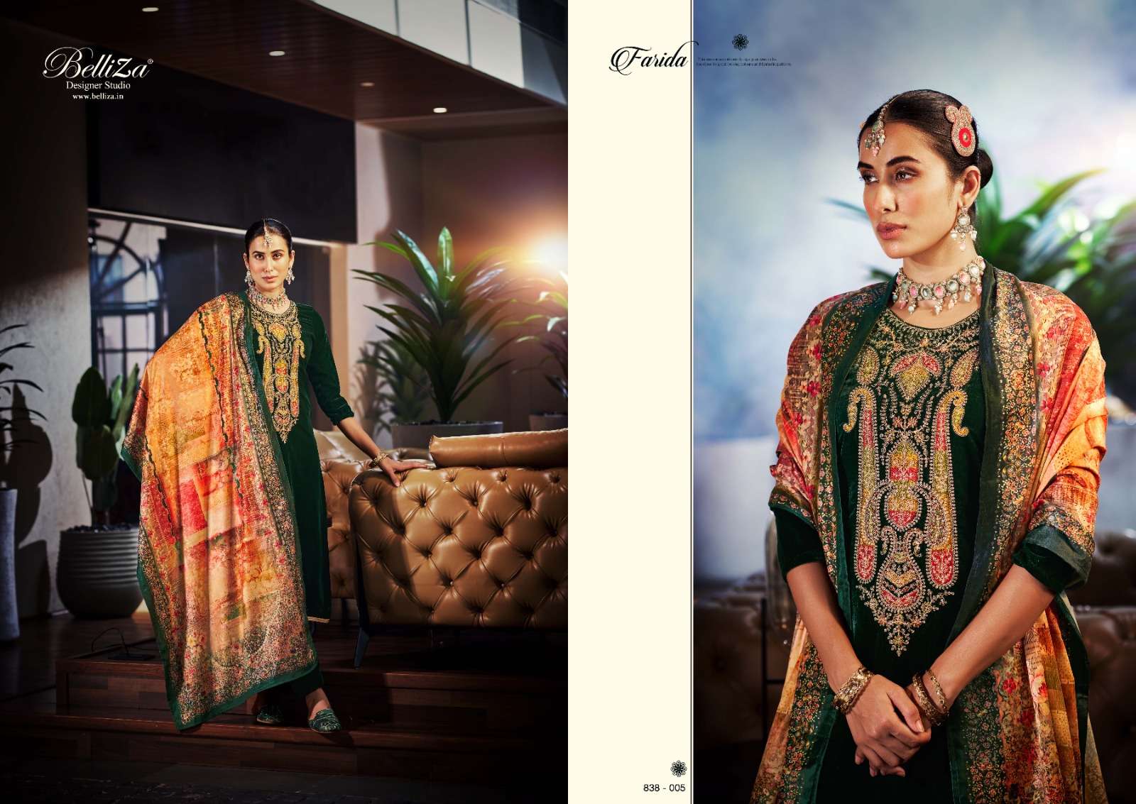 belliza designer studio  farida velvet decent look salwar suit catalog