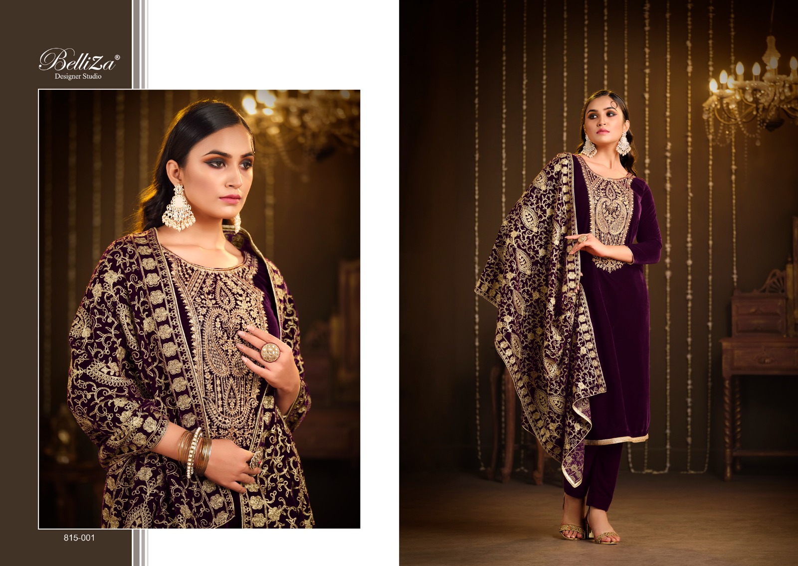 belliza designer studio kohinoor velvet regal look salwar suit catalog