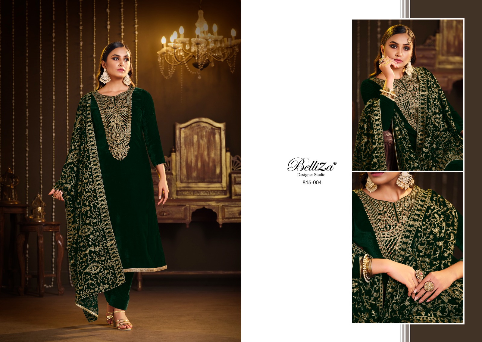 belliza designer studio kohinoor velvet regal look salwar suit catalog