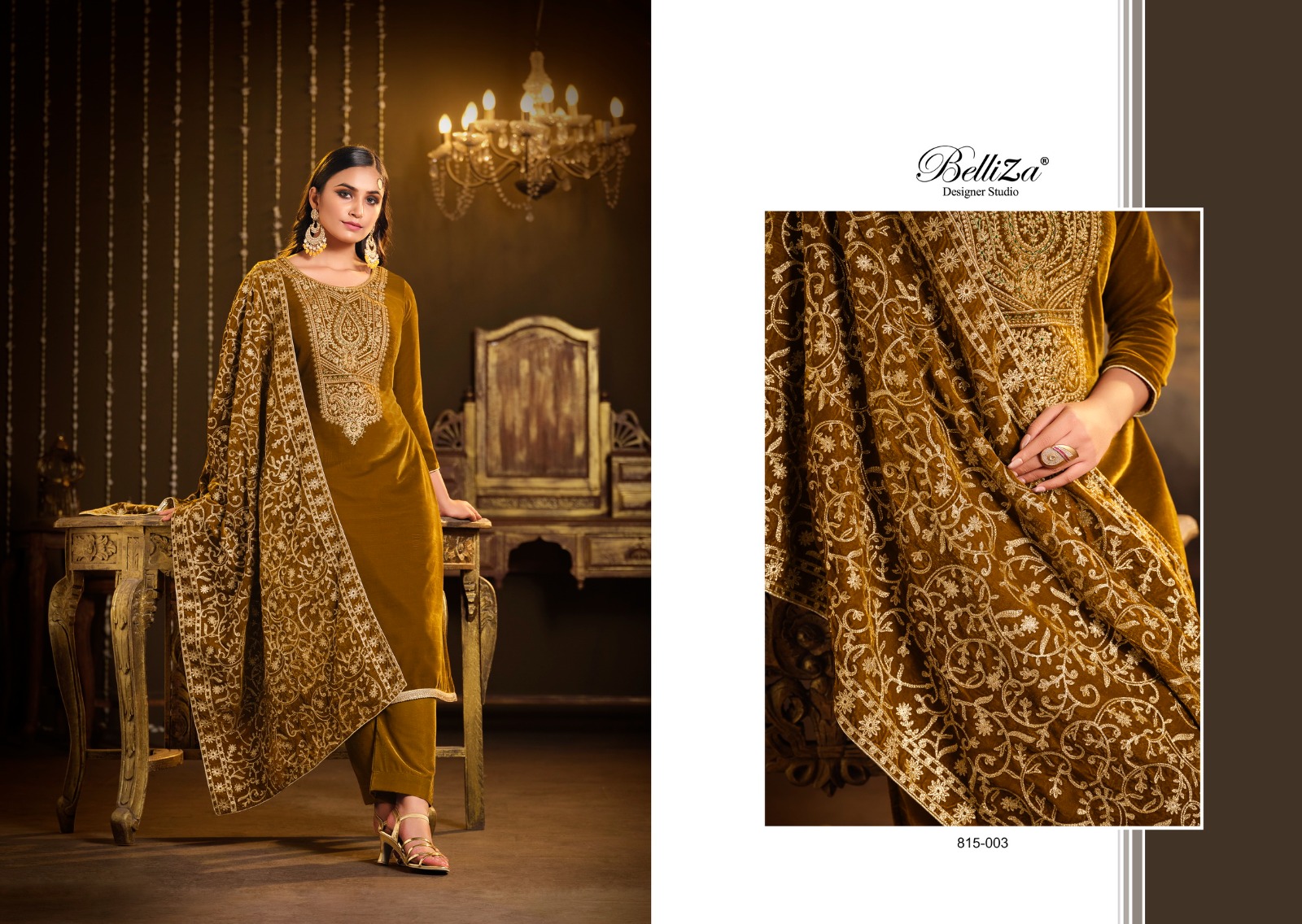 belliza designer studio kohinoor velvet regal look salwar suit catalog