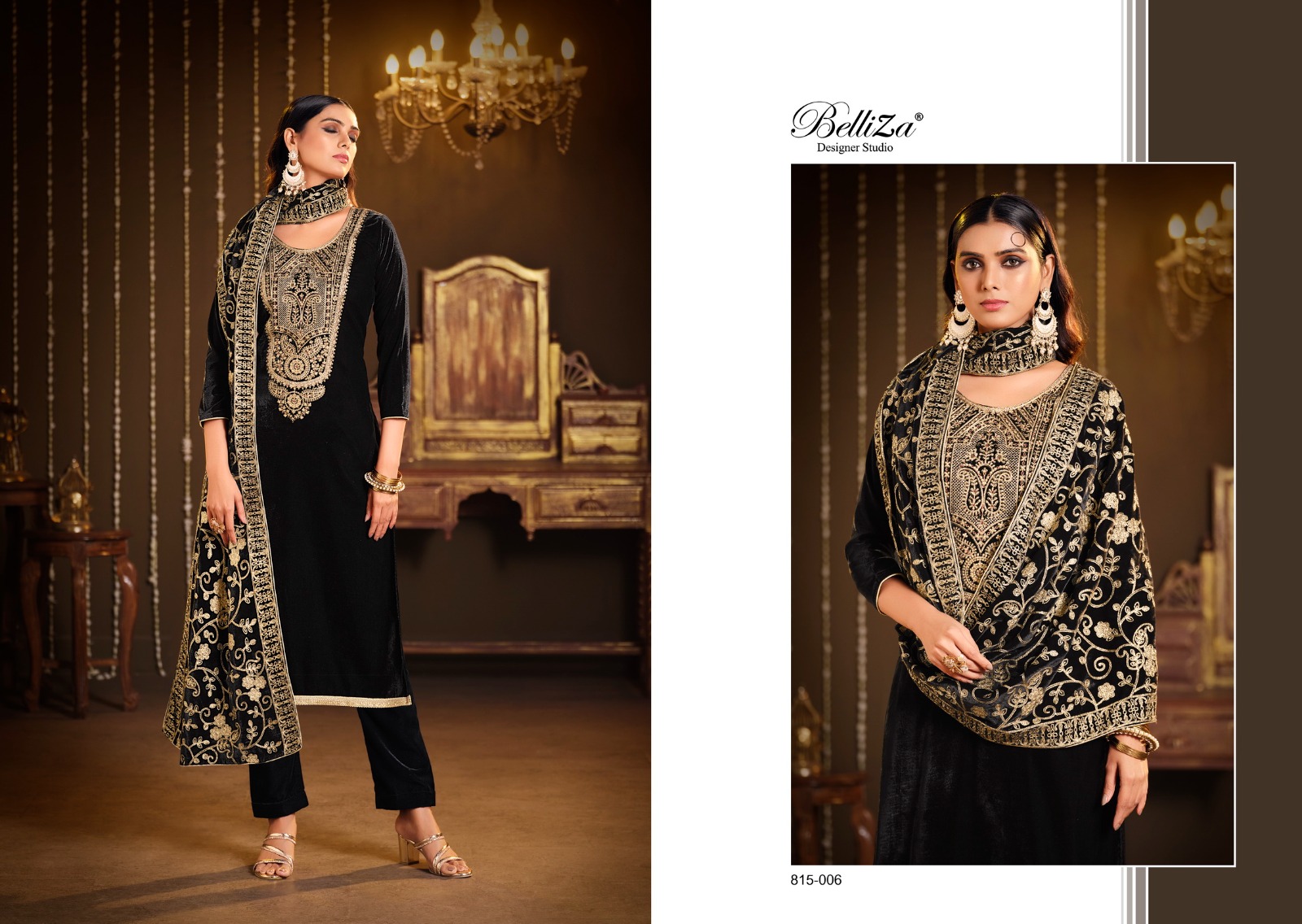 belliza designer studio kohinoor velvet regal look salwar suit catalog