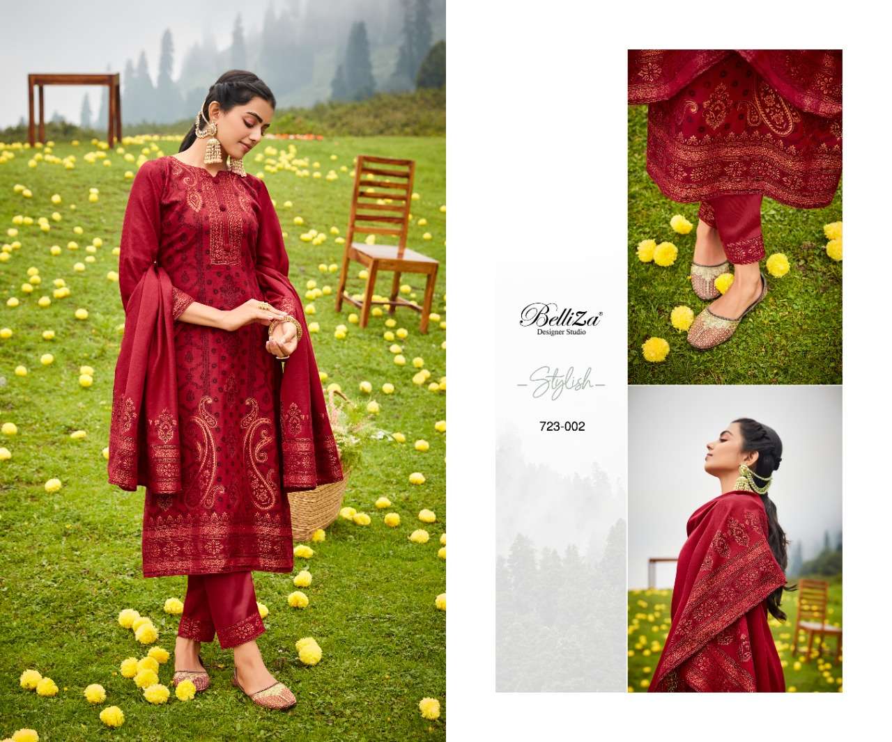 belliza designer studio kudrat digital wool pashmina look salwar suit catalog