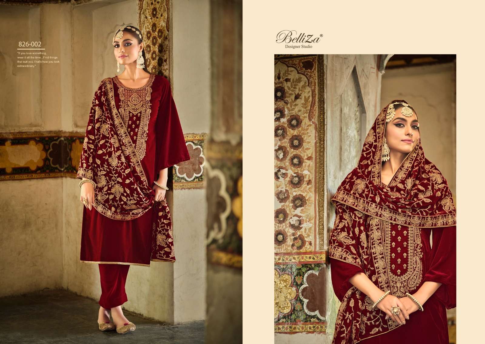 belliza designer studio nagina velvet exclusive look salwar suit catalog