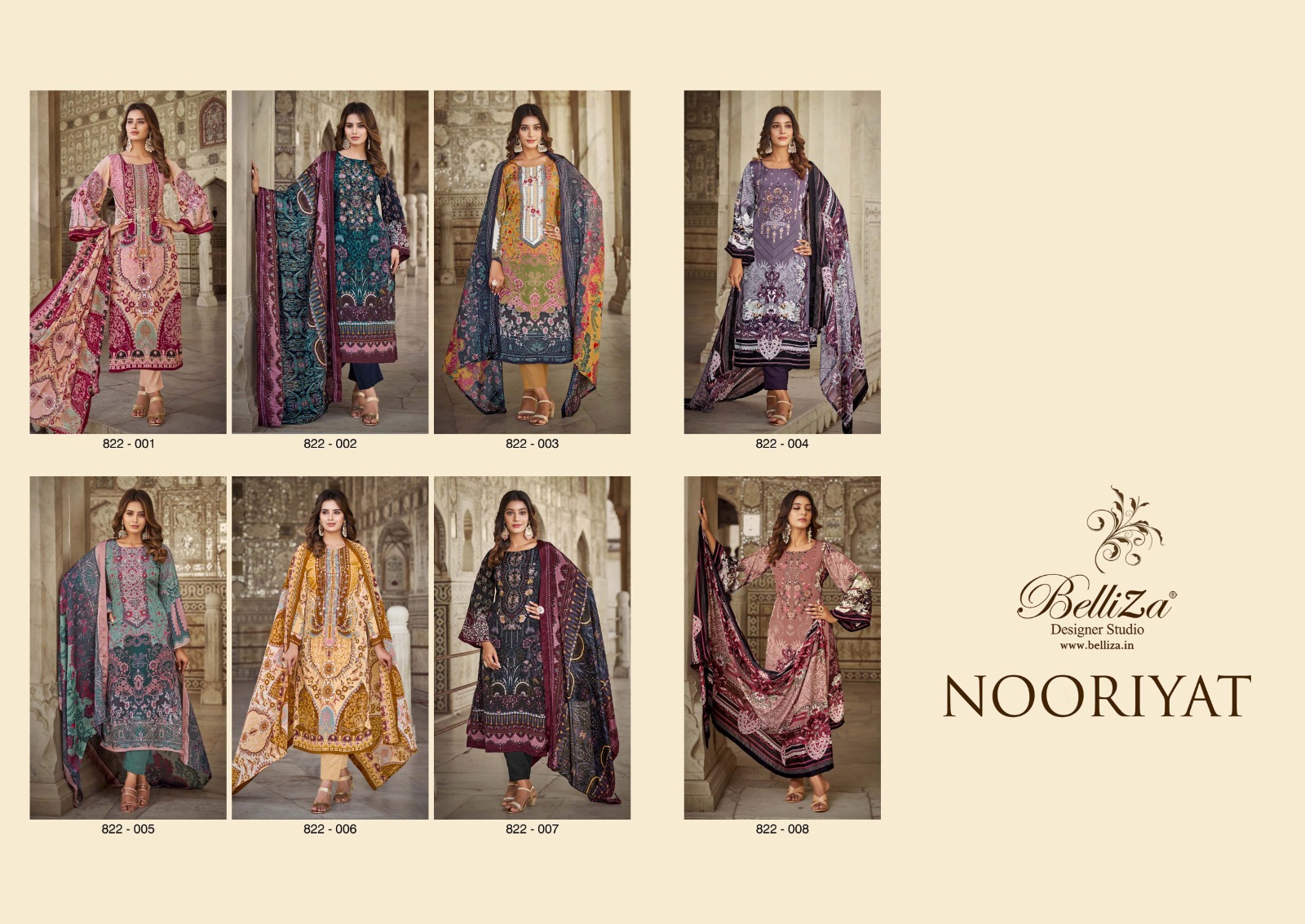 belliza designer studio nooriyat pure crape regal look salwar suit catalog