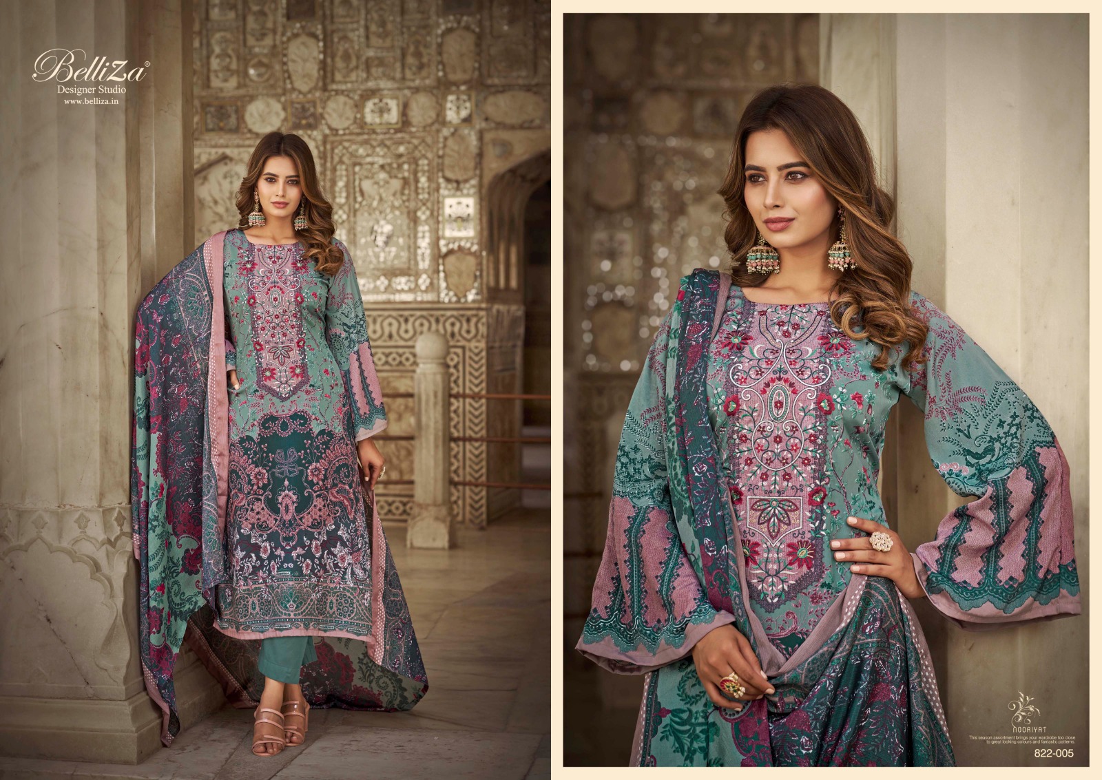 belliza designer studio nooriyat pure crape regal look salwar suit catalog