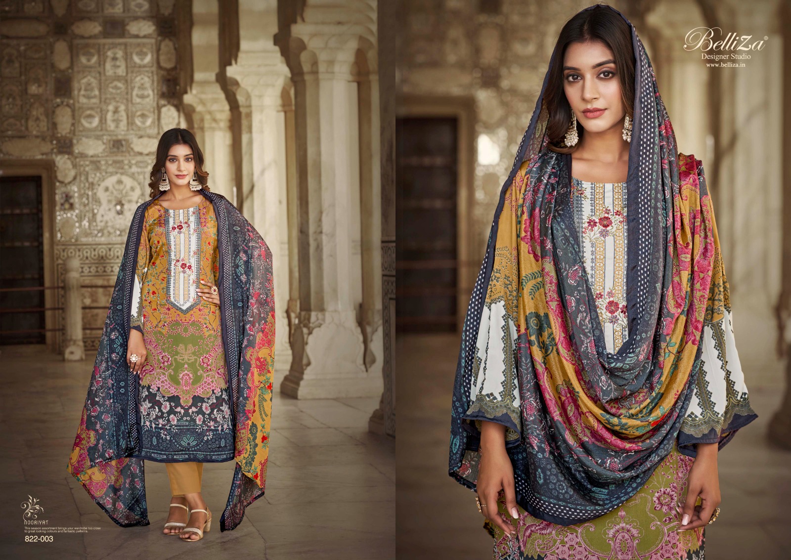 belliza designer studio nooriyat pure crape regal look salwar suit catalog