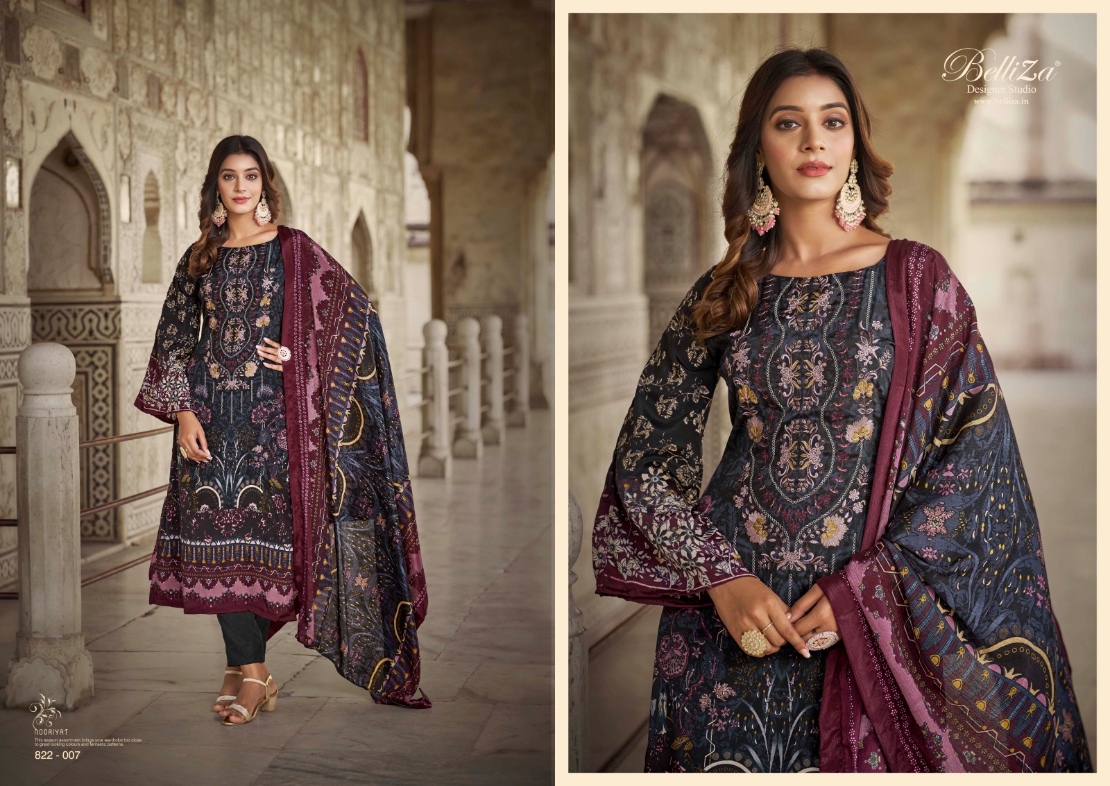 belliza designer studio nooriyat pure crape regal look salwar suit catalog