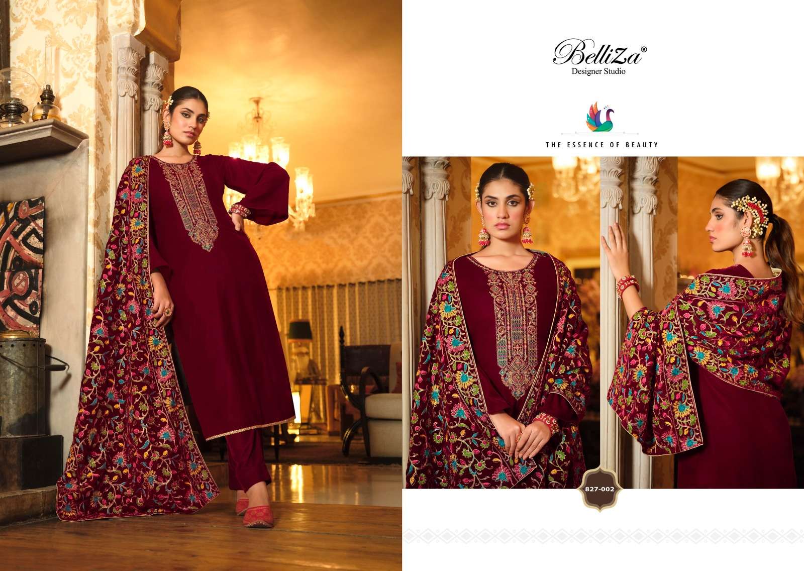 belliza designer studio rang reza velvet elegant salwar suit catalog