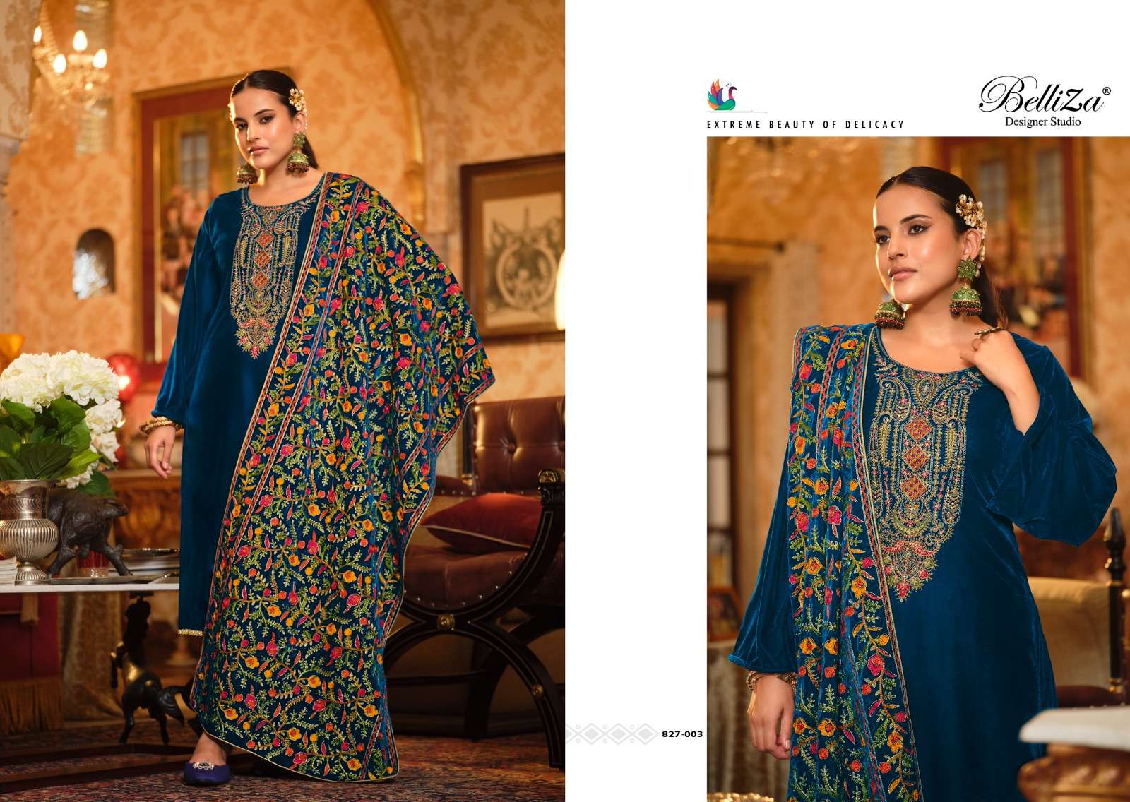 belliza designer studio rang reza velvet elegant salwar suit catalog