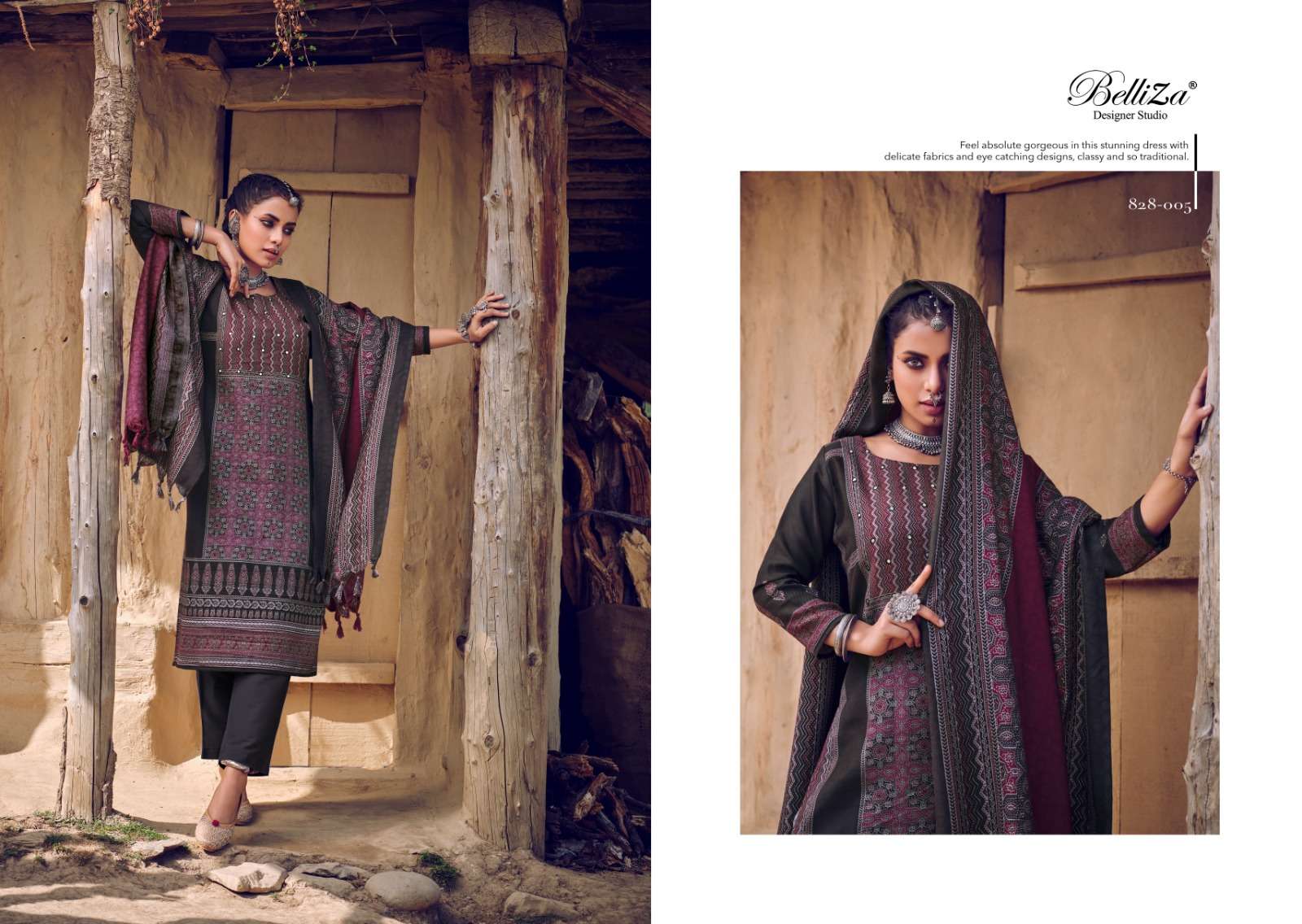 belliza designer studio saiba alpine wool elegant salwar suit catalog