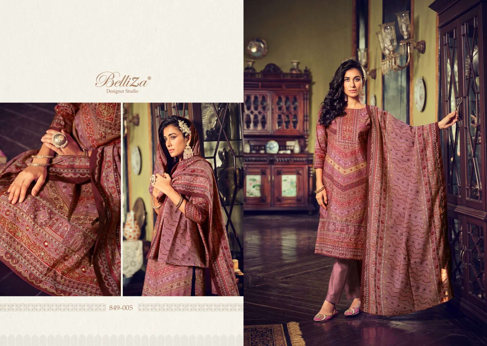 belliza designer studio sajda viscose muslin exclusive look salwar suit catalog