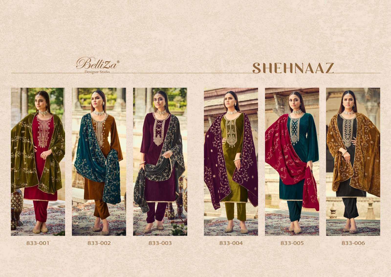 belliza designer studio shehnaaz  velvet catchy salwar suit catalog