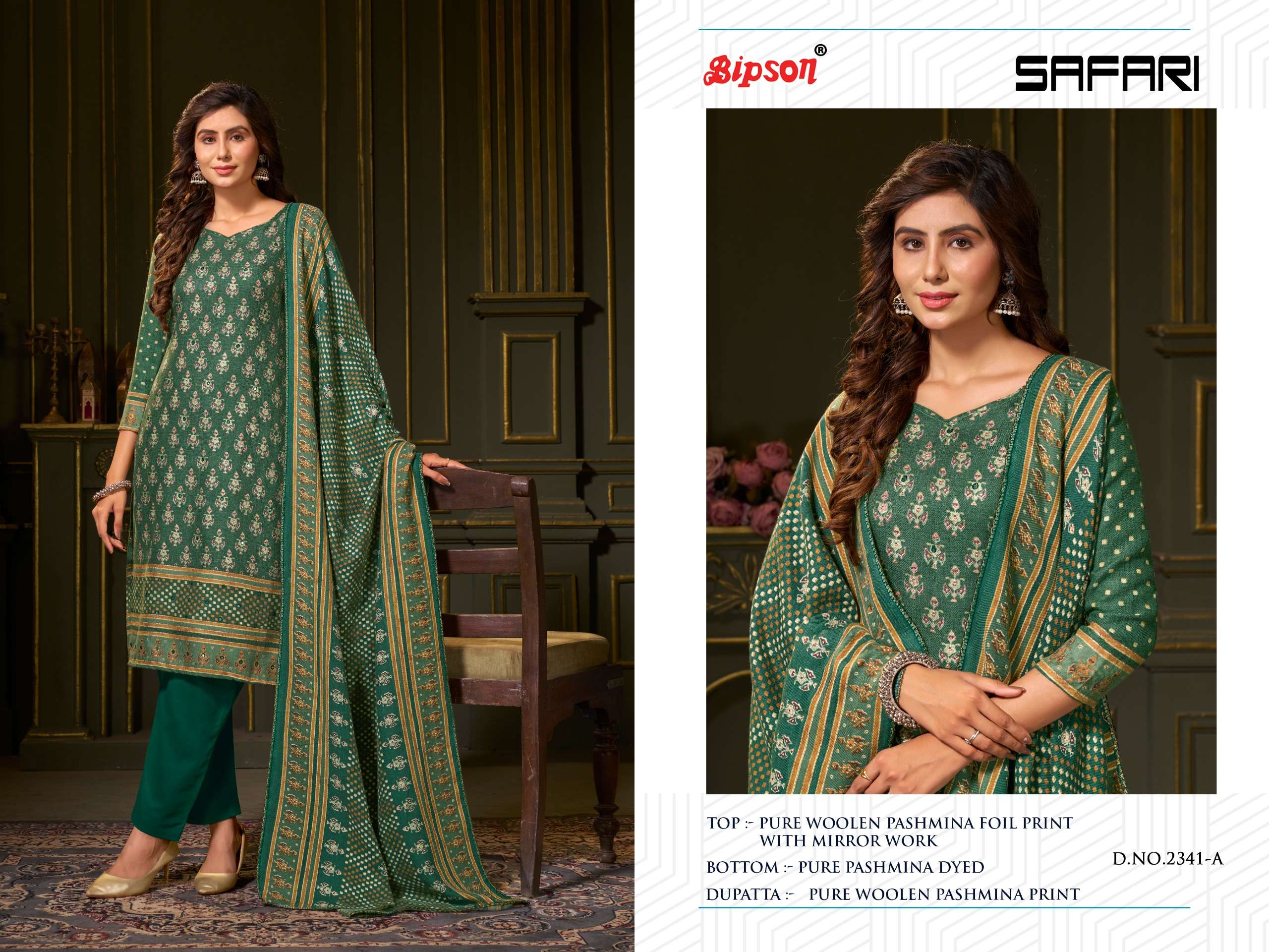 bipson decent safari 2341 viscose pashmina  graceful look salwar suit catalog