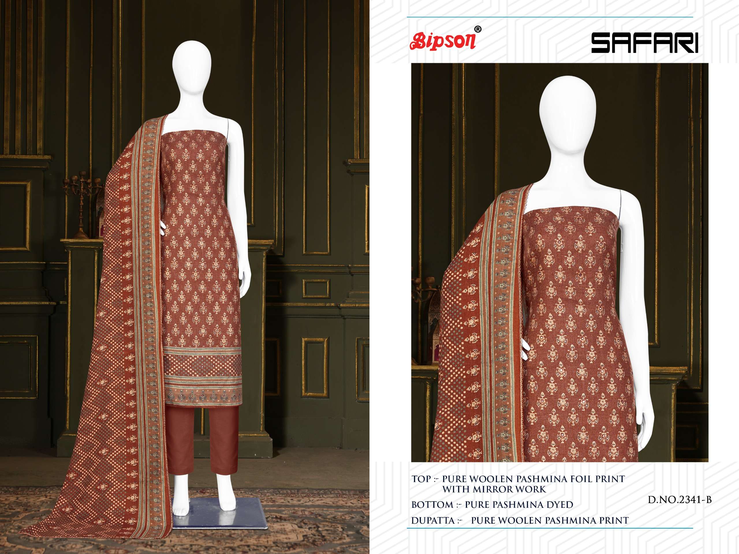 bipson decent safari 2341 viscose pashmina  graceful look salwar suit catalog