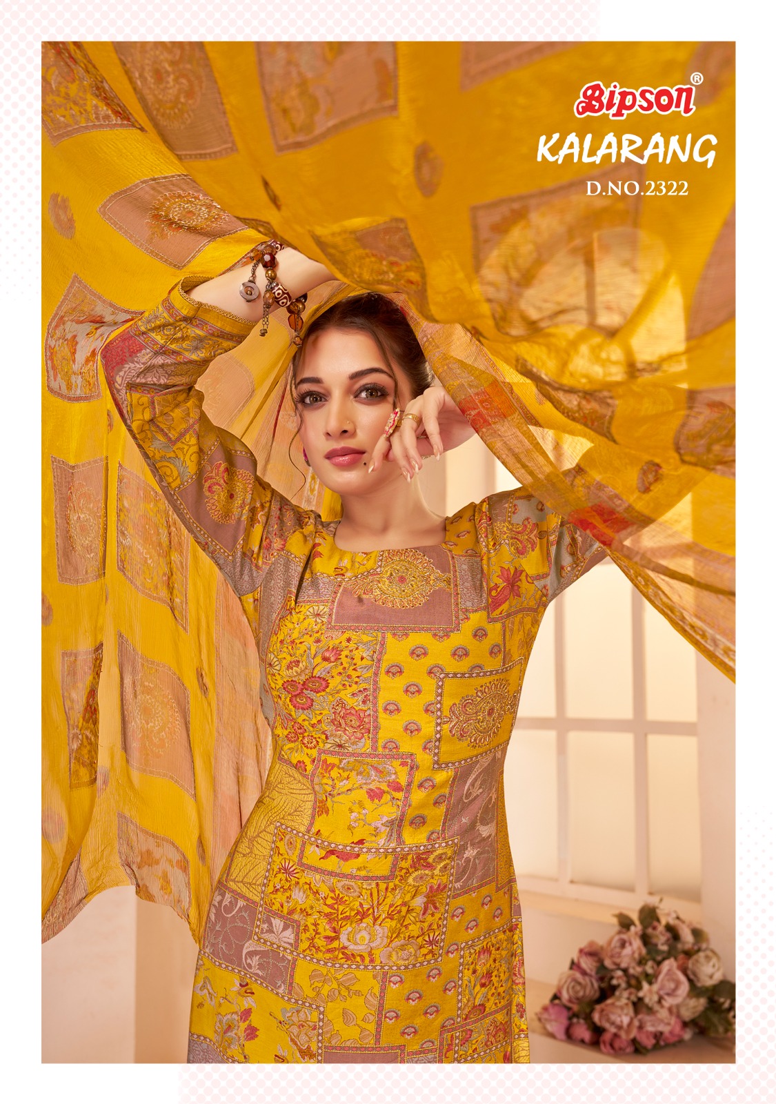 bipson kalarang 2322 chanderi foil print exclusive print salwar suit catalog