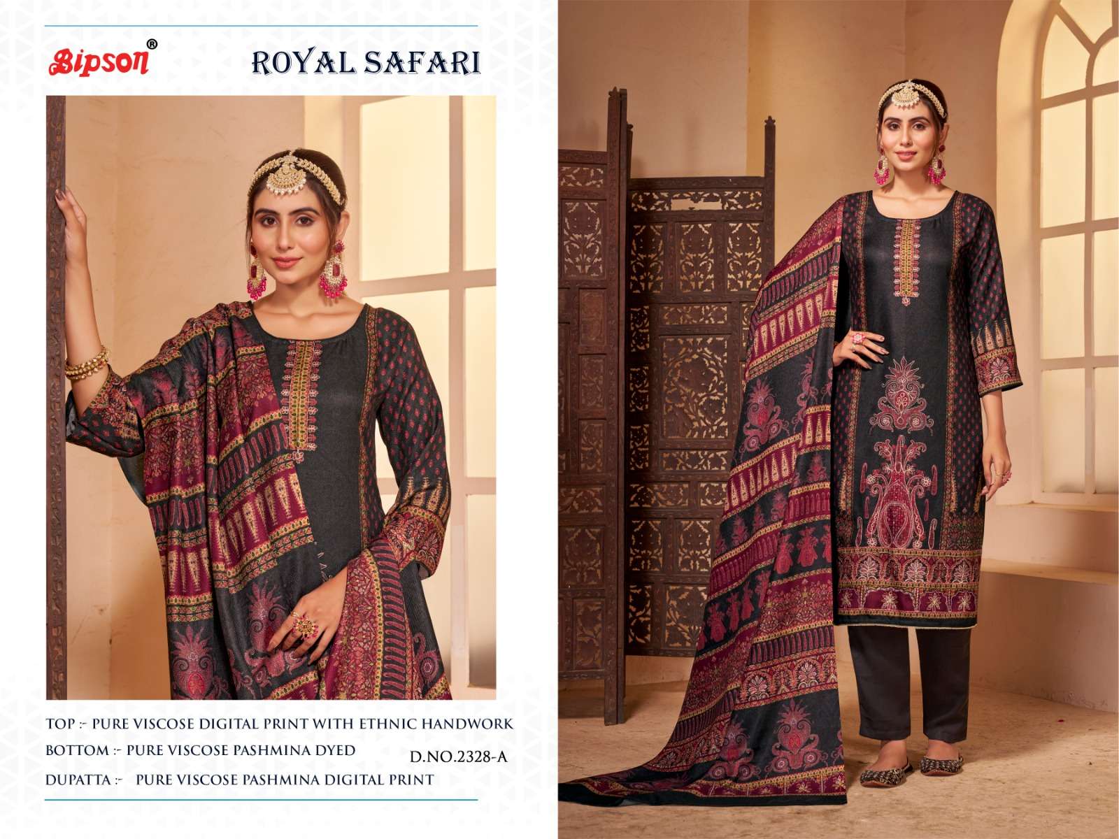 bipson royal safari 2328 viscose pashmina catchy look salwar suit catalog