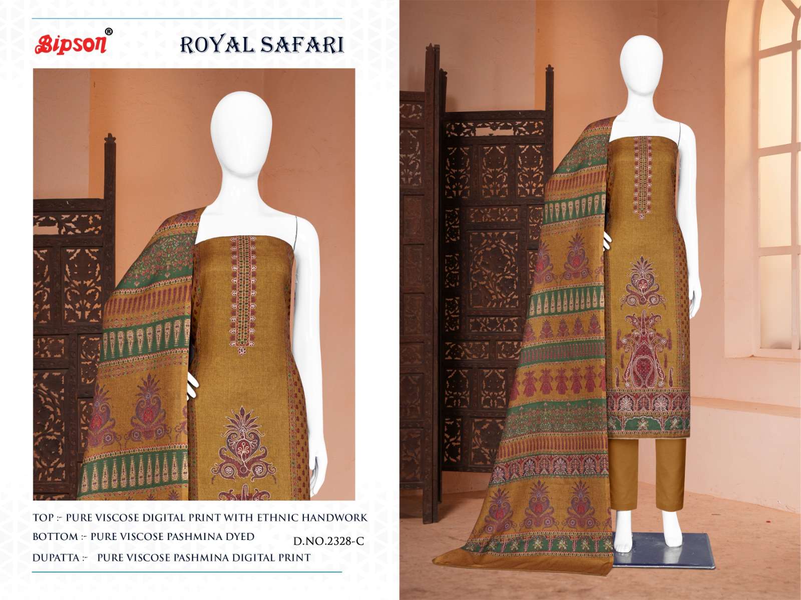 bipson royal safari 2328 viscose pashmina catchy look salwar suit catalog