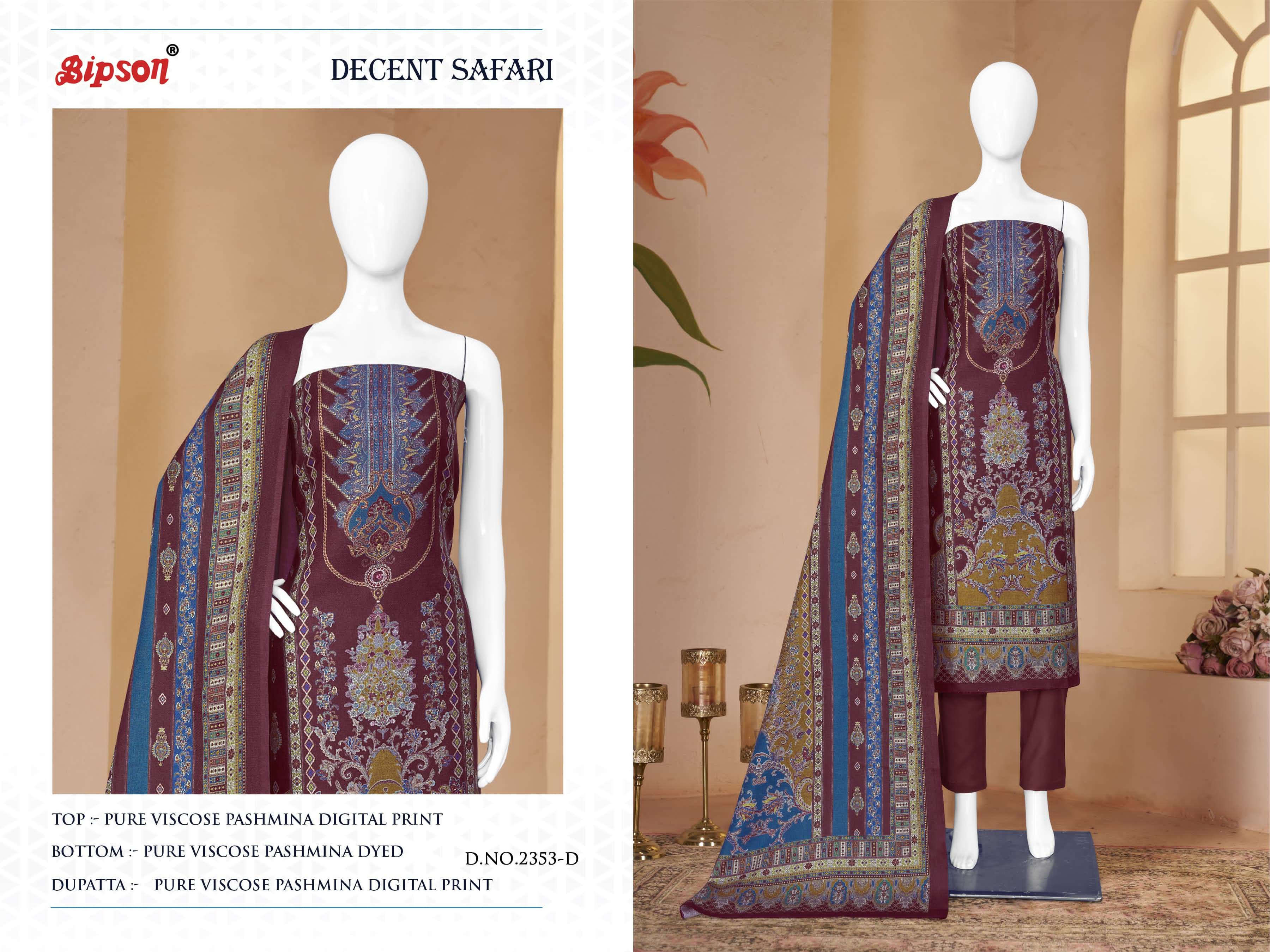 bipson safari 2353 viscose exclusive print salwar suit catalog