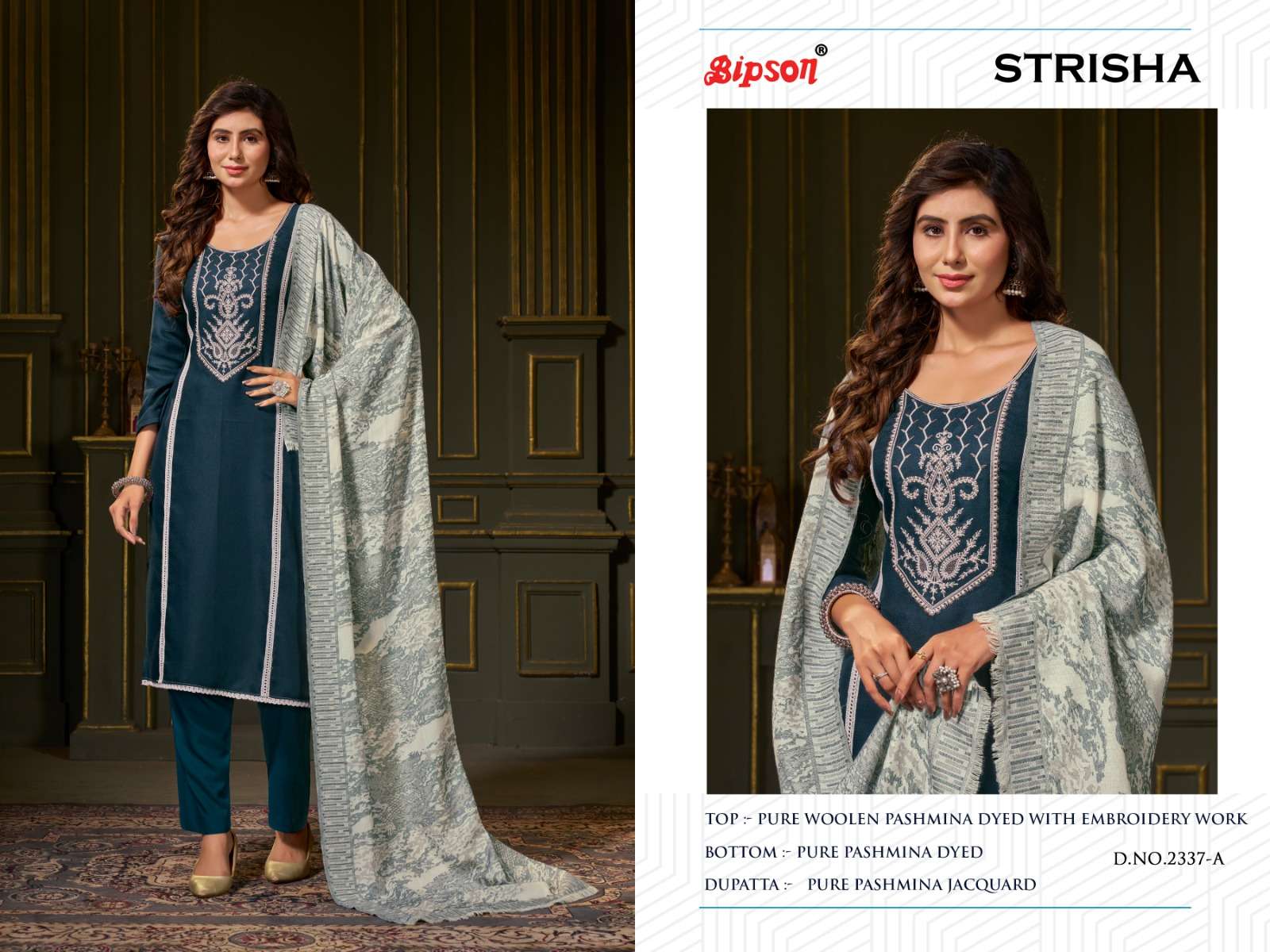 Bipson strisha 2337 pashmina elegant salwar suit catalog