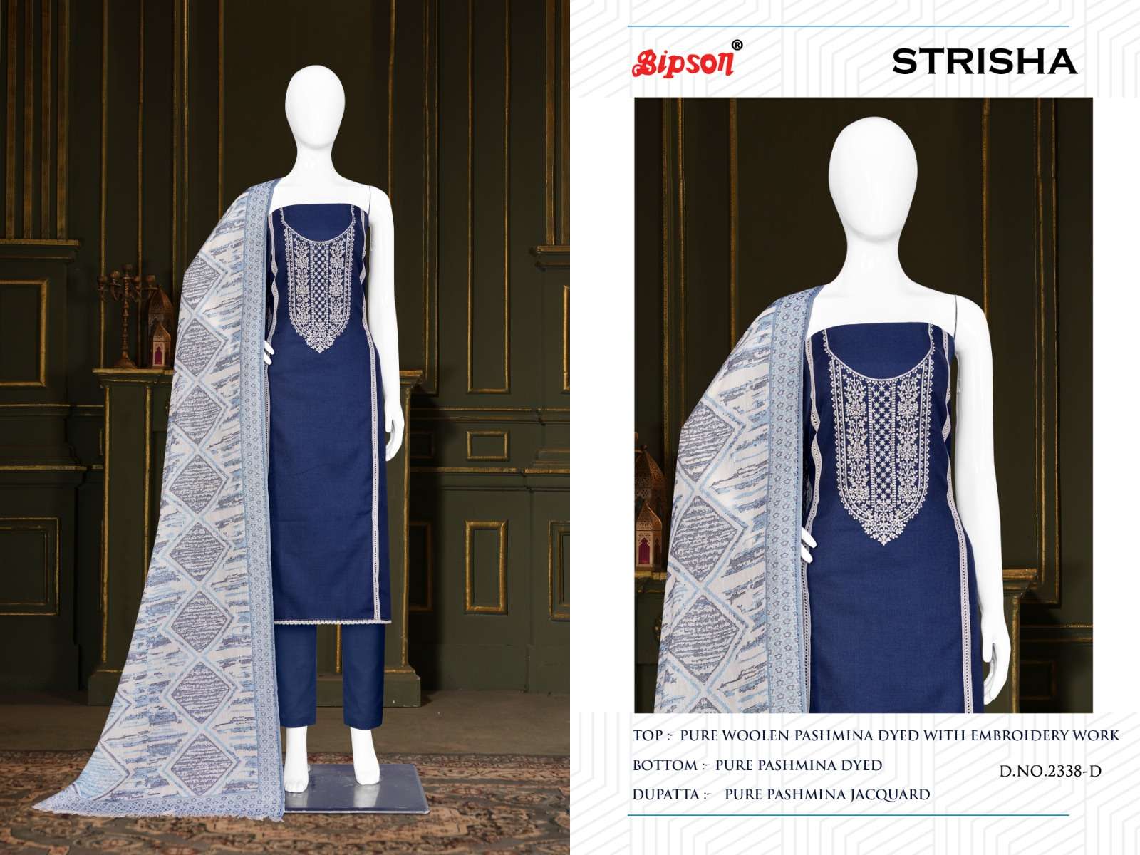 bipson strisha 2338 wool pashmina beautifil look salwar suit catalog