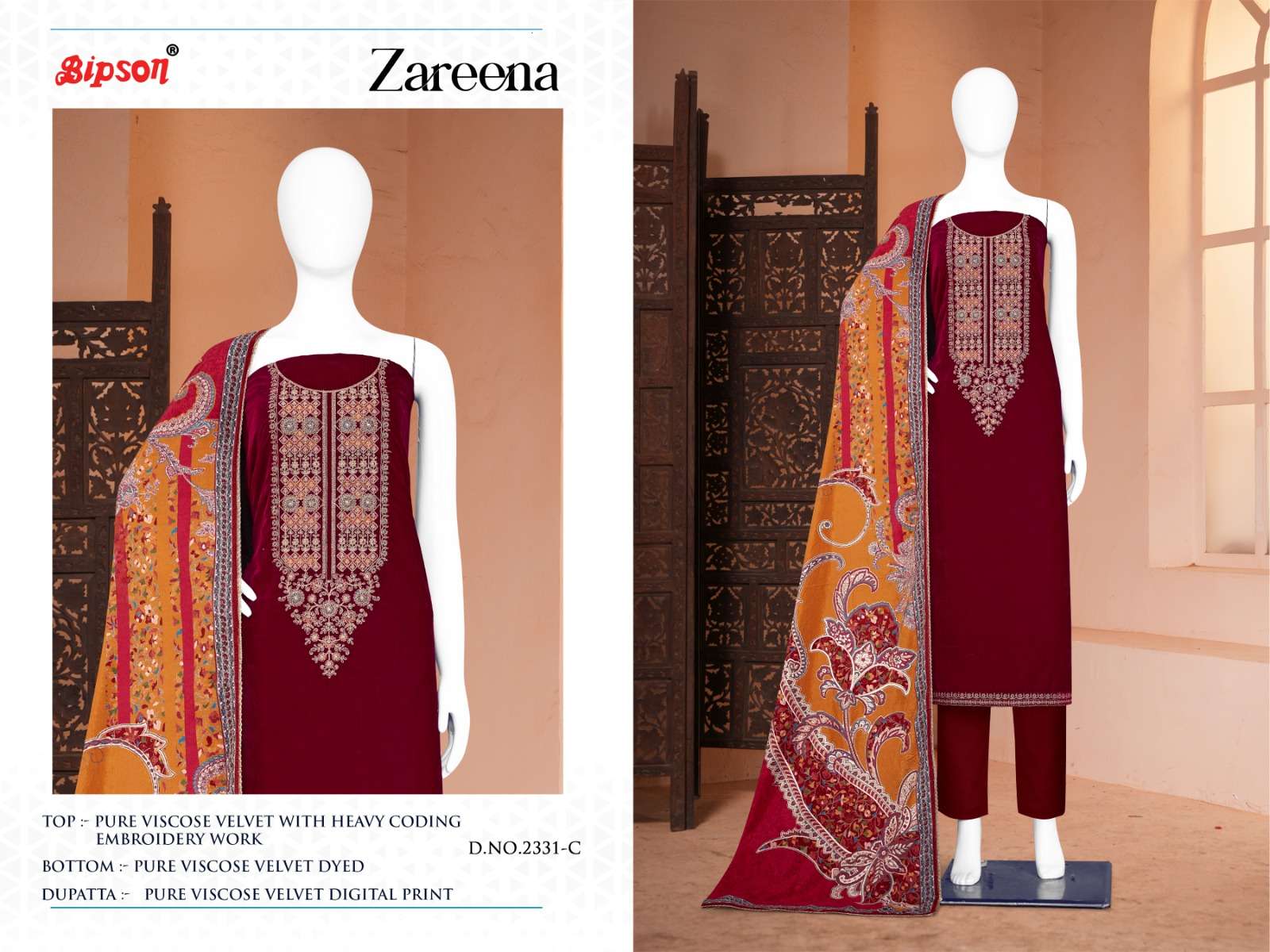 bipson zareena 2331 viscose elegant salwar suit catalog