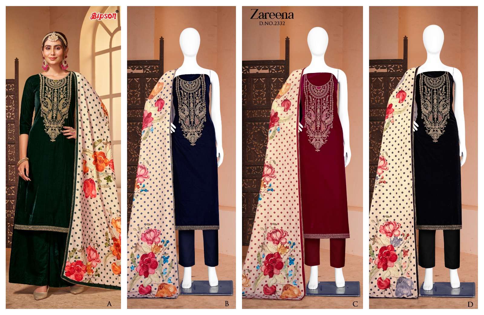 bipson zareena 2332 viscose catchy look salwar suit catalog