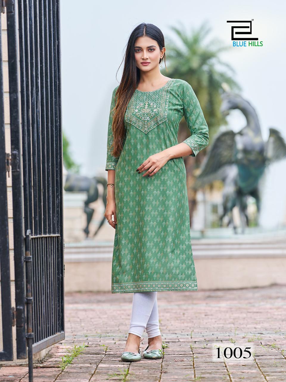 blue hills festival night short vol 1 rayon elegant kurti catalog