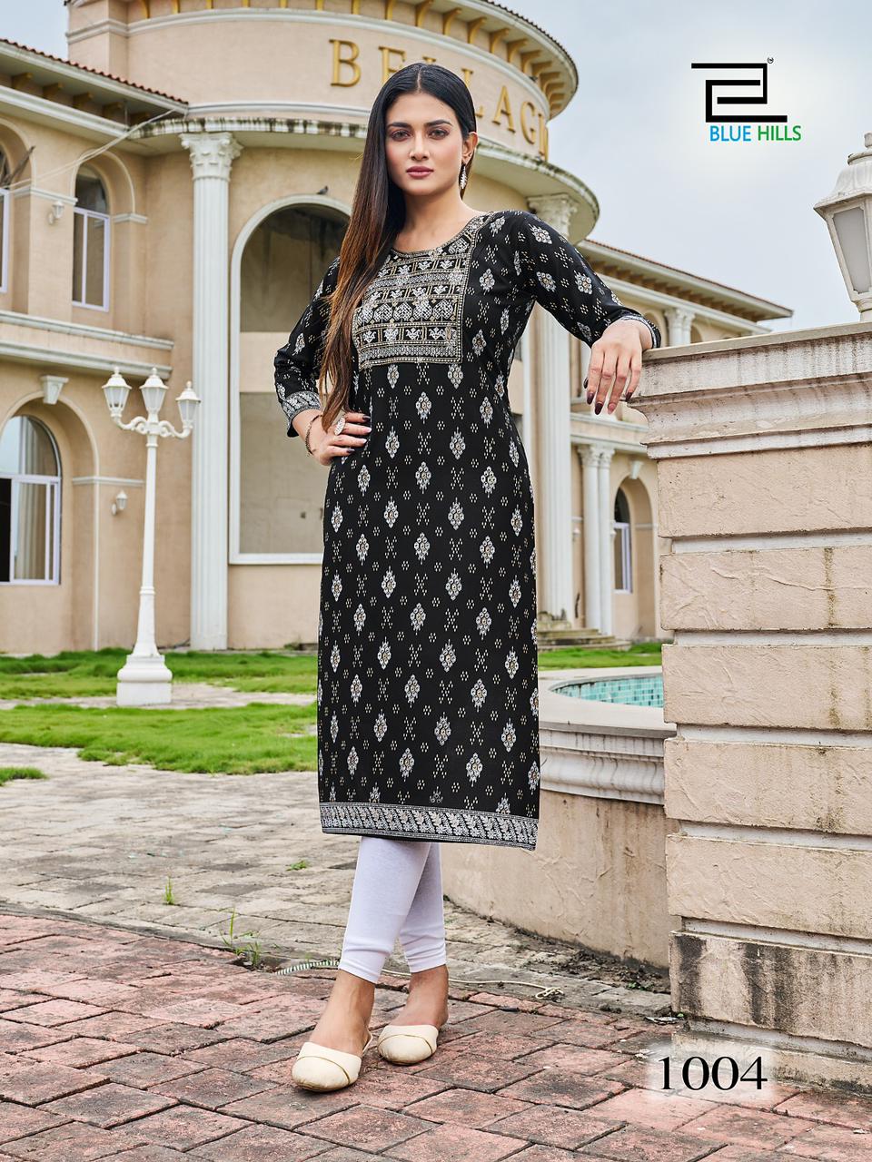 blue hills festival night short vol 1 rayon elegant kurti catalog